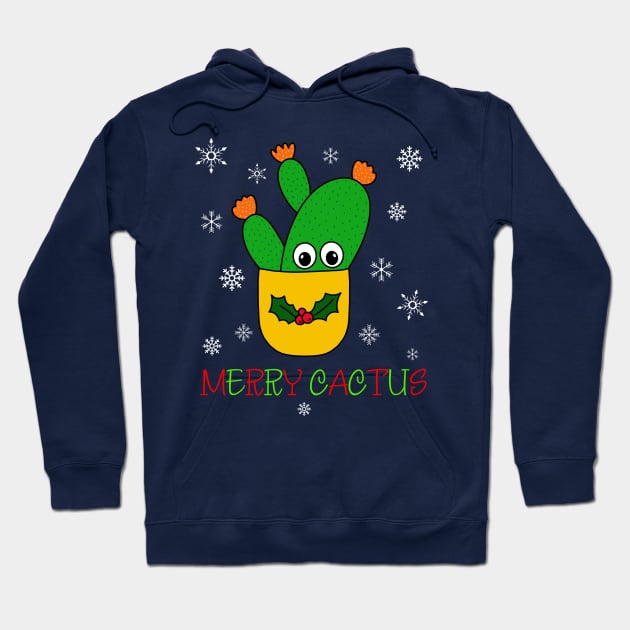 Merry Cactus - Opuntia Microdasys Cactus In Christmas Holly Pot Hoodie by DreamCactus